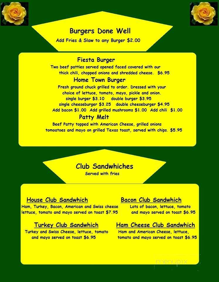 Yellow Rose Diner - Evansville, IN menu_pic