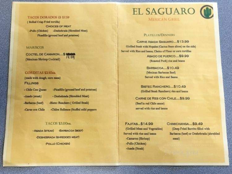 El Saguaro Mexican Grill - Olathe, KS menu_pic