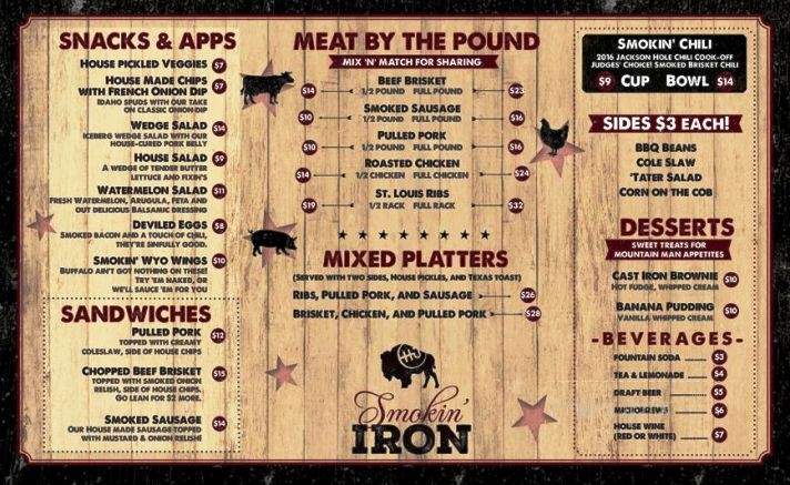 Smokin' Iron - Jackson, WY menu_pic