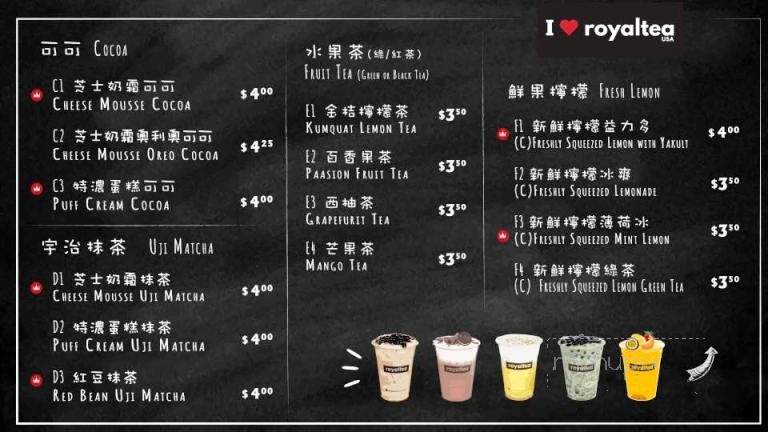 Royaltea USA - Fremont, CA menu_pic