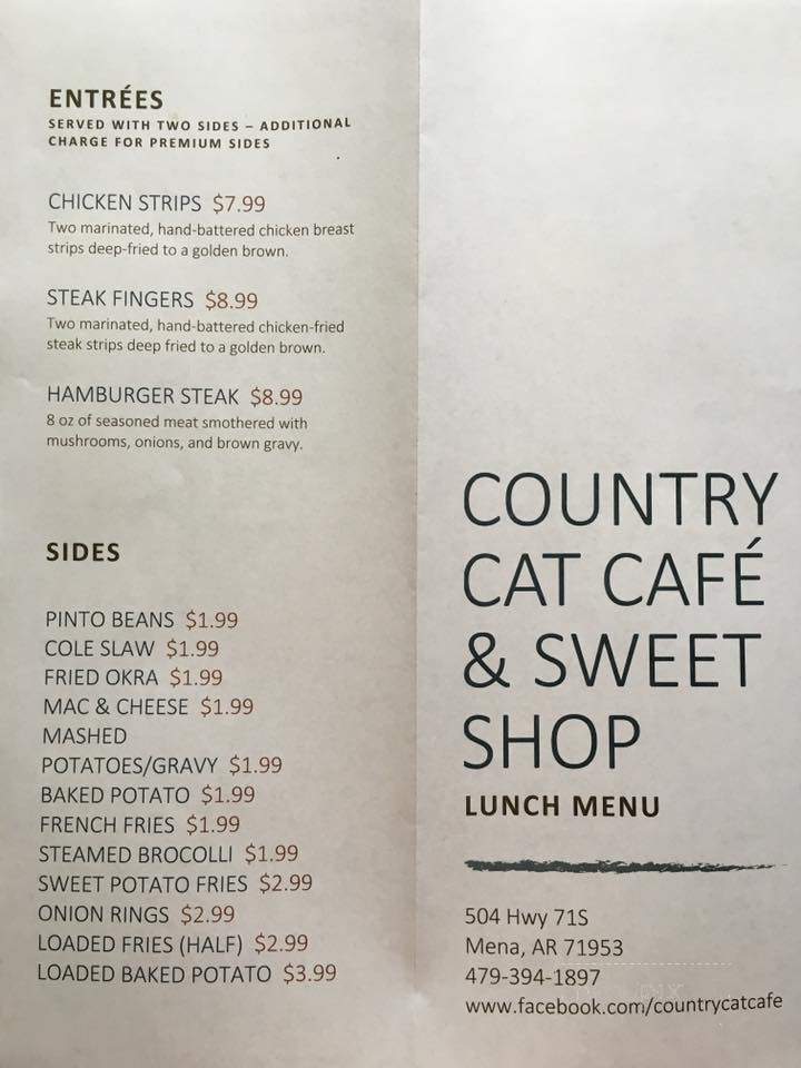Country Cat Cafe & Sweet Shop - Mena, AR menu_pic