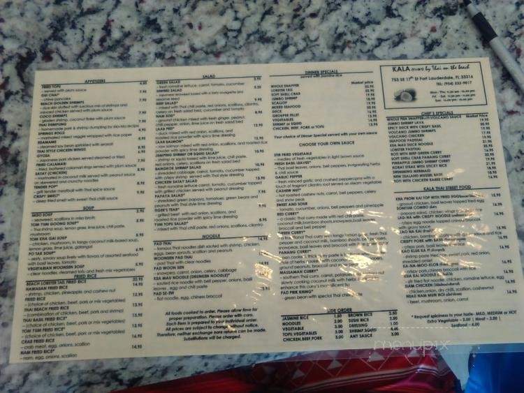 Kala by Thai on the beach - Fort Lauderdale, FL menu_pic
