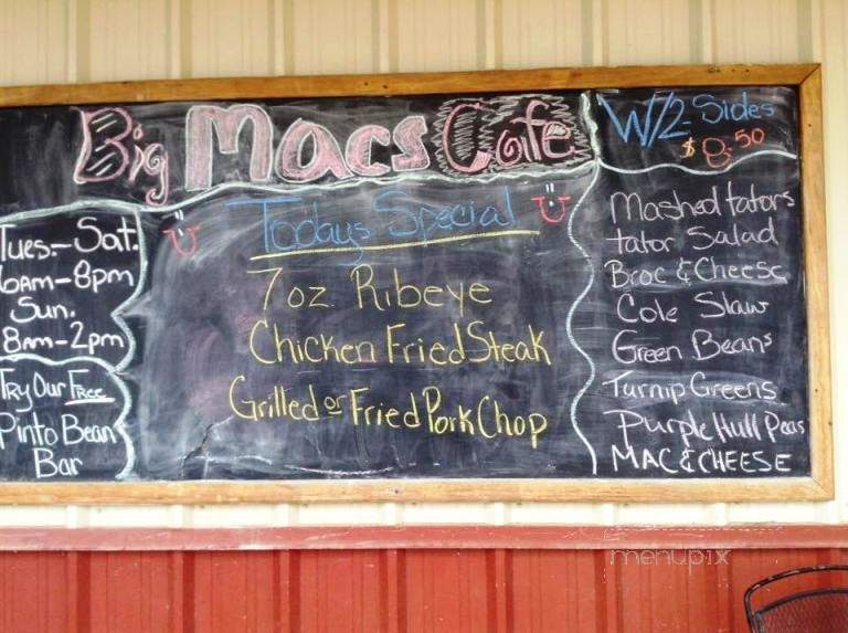 Big Mac's Cafe - Brownsboro, TX menu_pic