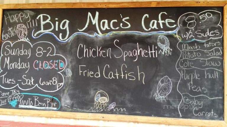 Big Mac's Cafe - Brownsboro, TX menu_pic