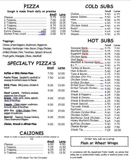 Main Street Pizza - Upton, MA menu_pic
