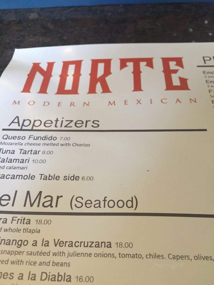 Norte - Detroit, MI menu_pic