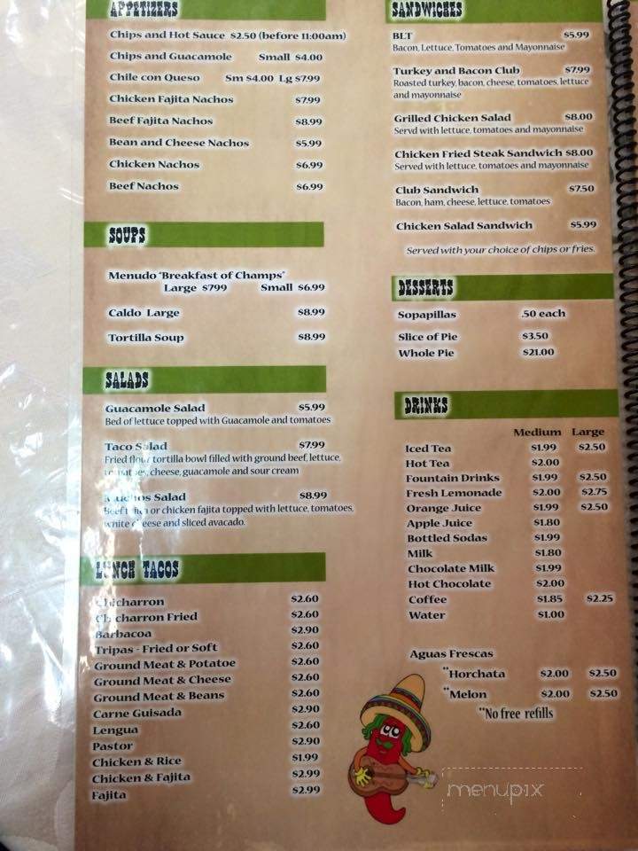 Rositas Restaurante - Lockhart, TX menu_pic