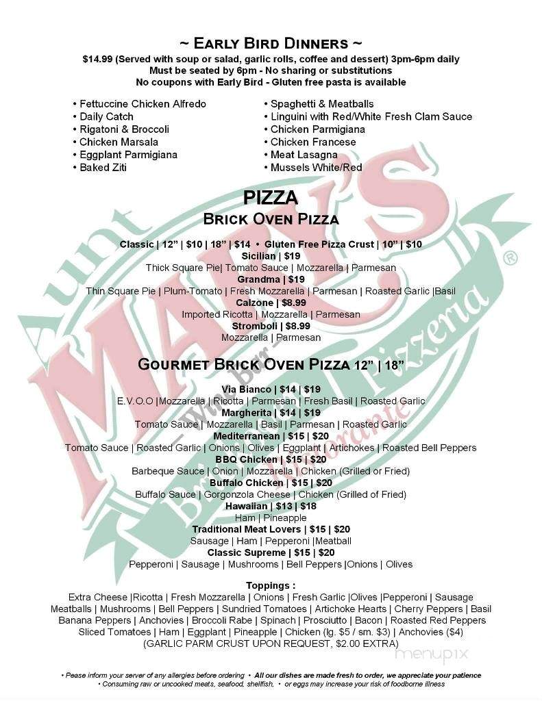 Aunt Mary's Brickoven Pizzeria - Port St Lucie, FL menu_pic