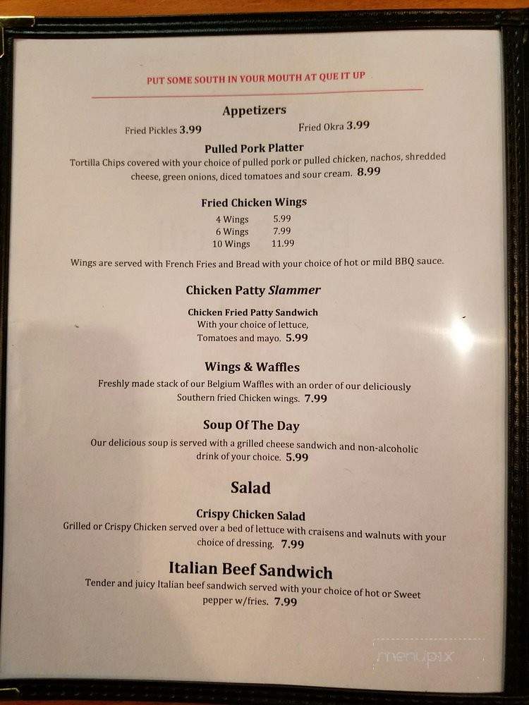 Que It Up Bar & Grill - Kankakee, IL menu_pic