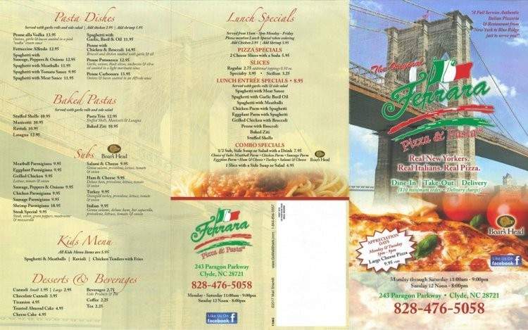 Ferrara Pizza & Pasta - Clyde, NC menu_pic