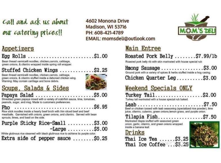 Mom's Deli - Madison, WI menu_pic