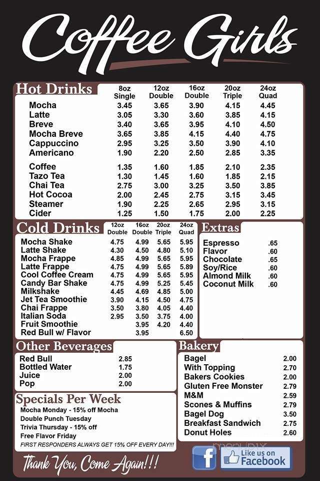 Coffee Girls - Nooksack, WA menu_pic