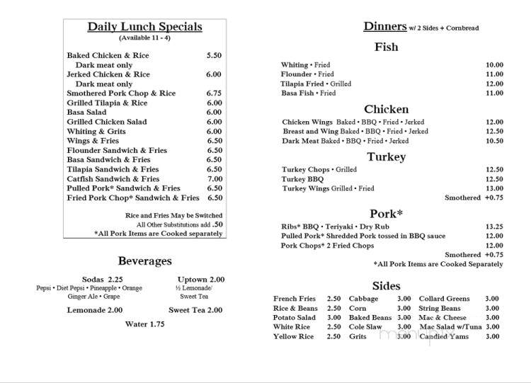 Southern Bistro - Plainfield, NJ menu_pic