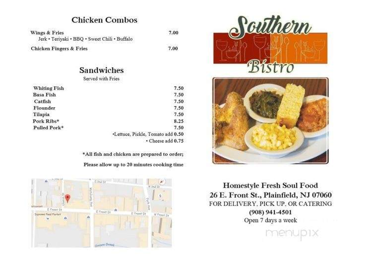 Southern Bistro - Plainfield, NJ menu_pic