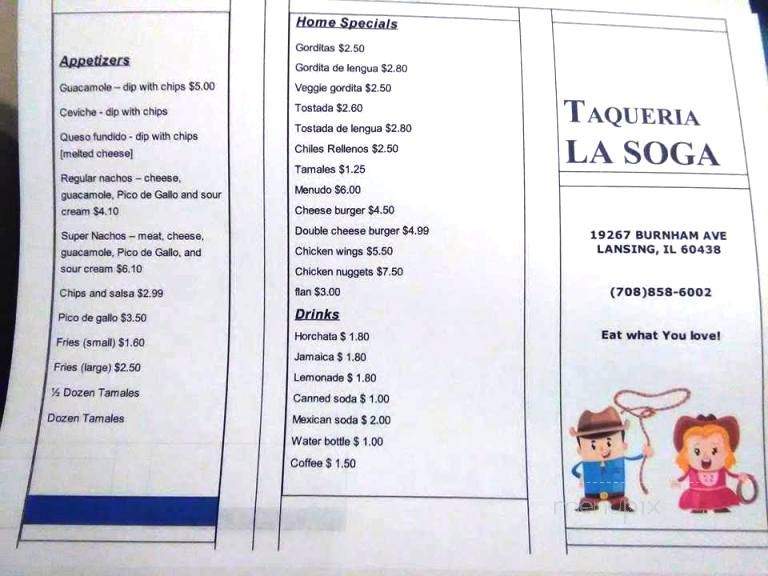Taqueria La Soga - Lansing, IL menu_pic