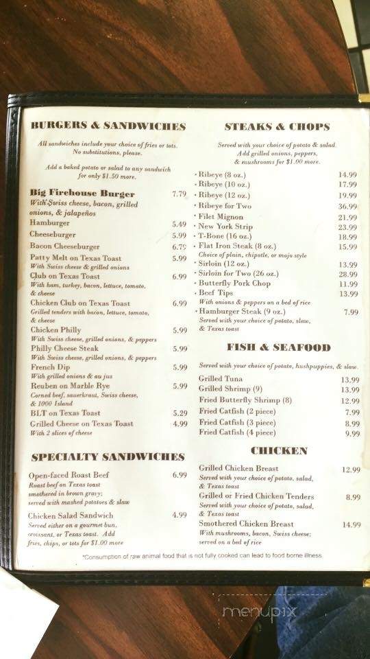 The Firehouse Grill - Selmer, TN menu_pic