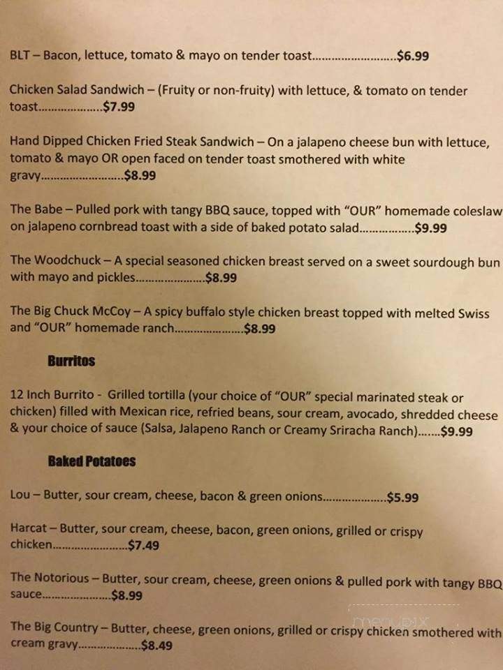 Harcat & Lou's Diner - Elkhart, TX menu_pic