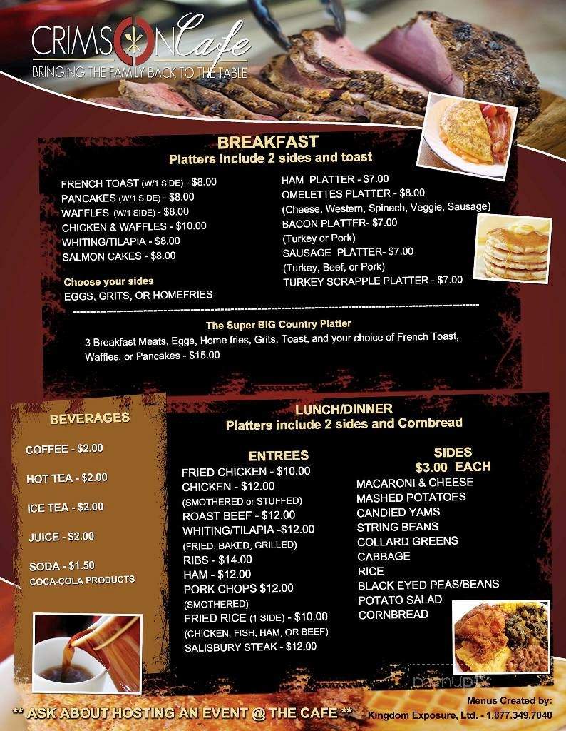 The Crimson Cafe - Philadelphia, PA menu_pic