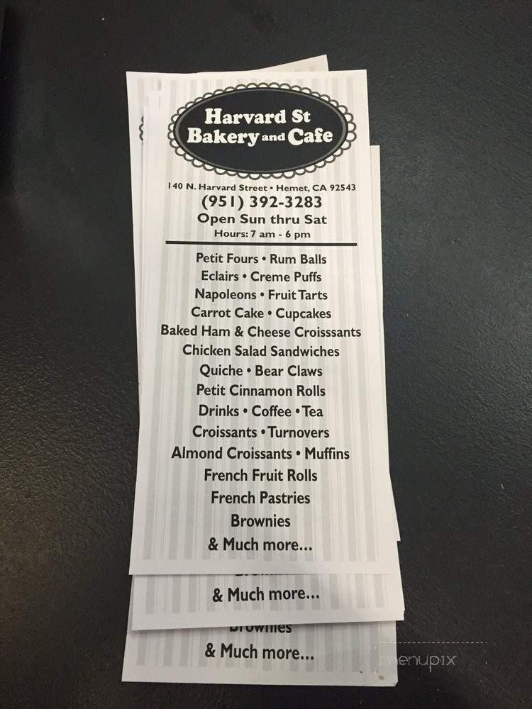Harvard St Bakery and Cafe - Hemet, CA menu_pic
