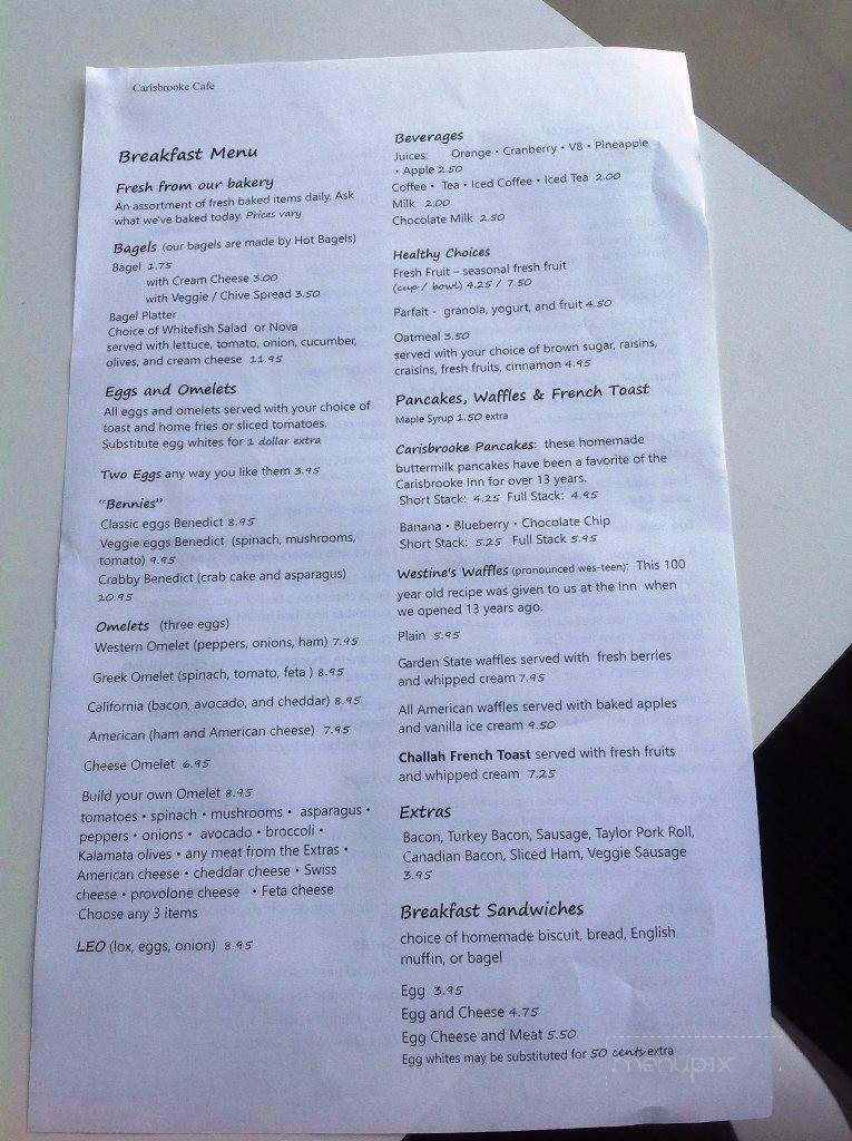 Carisbrooke Cafe - Ventnor City, NJ menu_pic