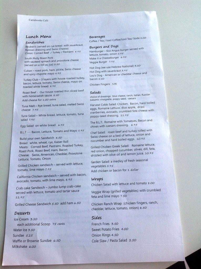 Carisbrooke Cafe - Ventnor City, NJ menu_pic