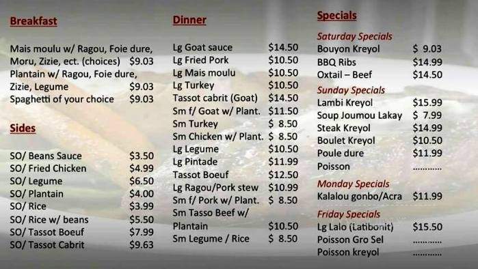 Brothers Kafe Kreyol - Everett, MA menu_pic