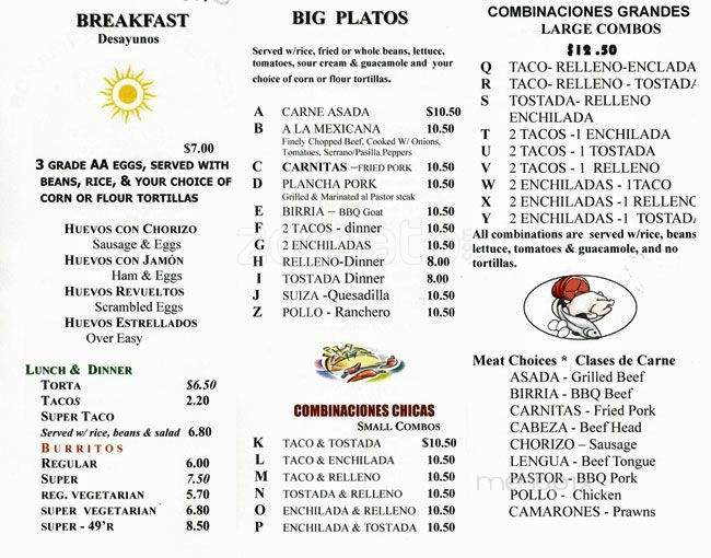 Taqueria 3 Hermanos No 2 - Napa, CA menu_pic