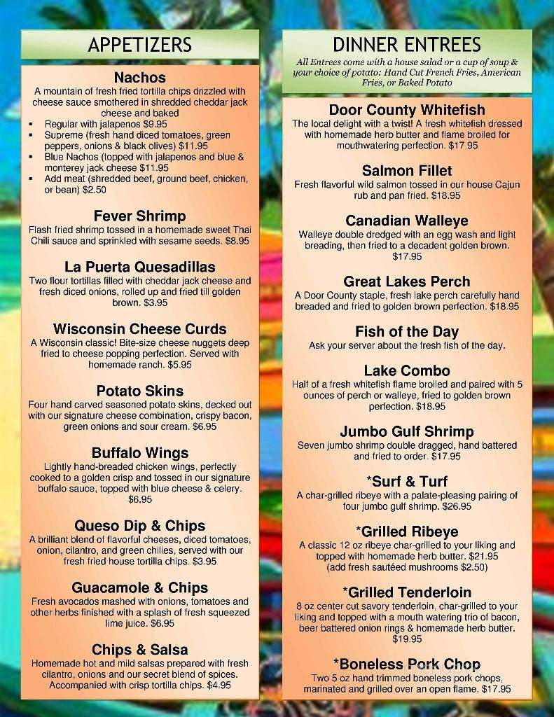 Island Fever Rum Bar & Grill - Jacksonport, WI menu_pic