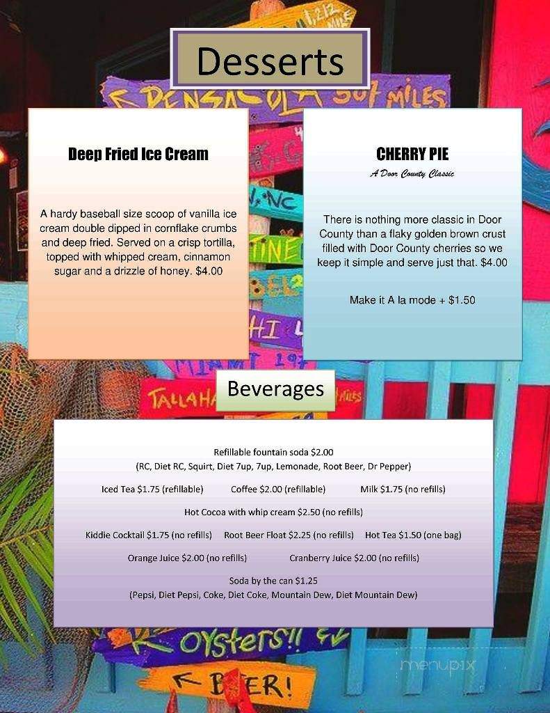 Island Fever Rum Bar & Grill - Jacksonport, WI menu_pic
