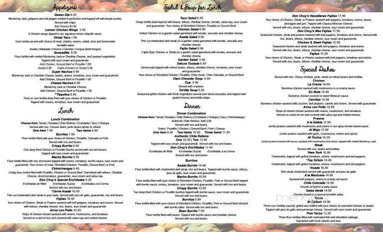 Don Chuy Mexican Restaurant - Bonney Lake, WA menu_pic