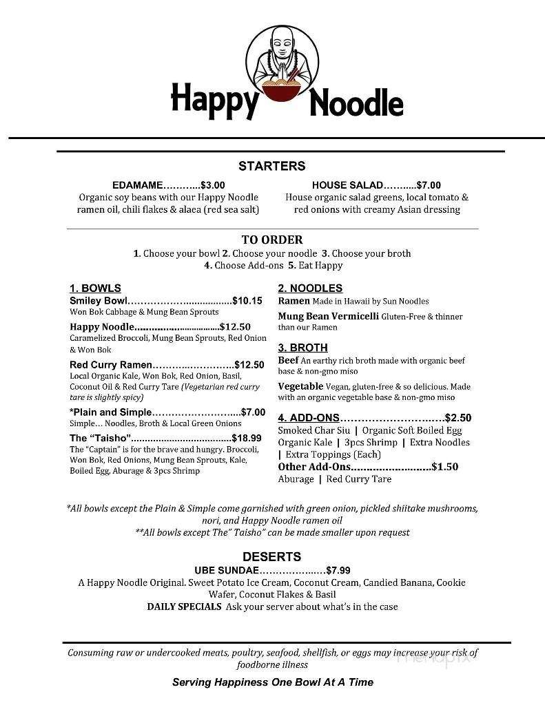 Happy Noodle - Waimea, HI menu_pic