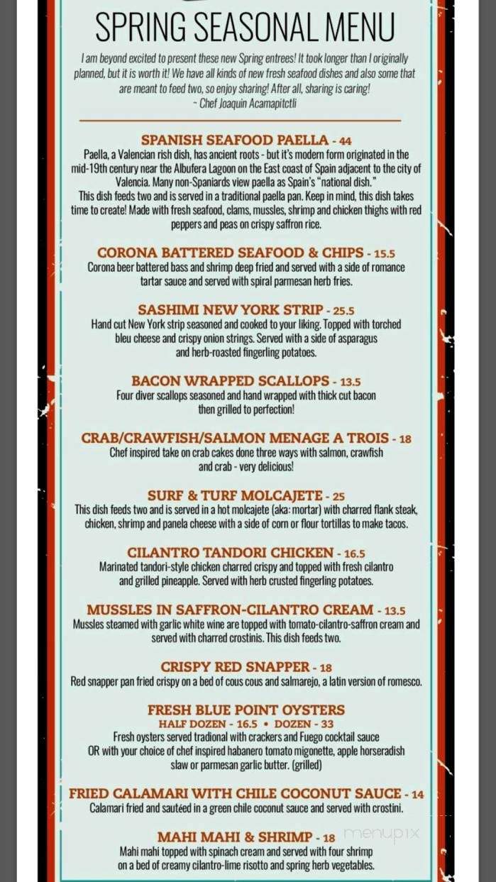 Fuego - Grant, MI menu_pic