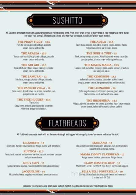 Fuego - Grant, MI menu_pic