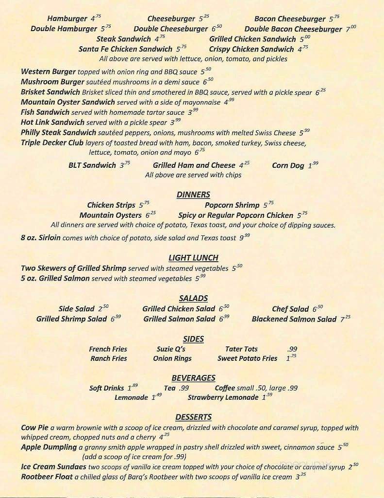 Stockyard Restaurant - Fredonia, KS menu_pic