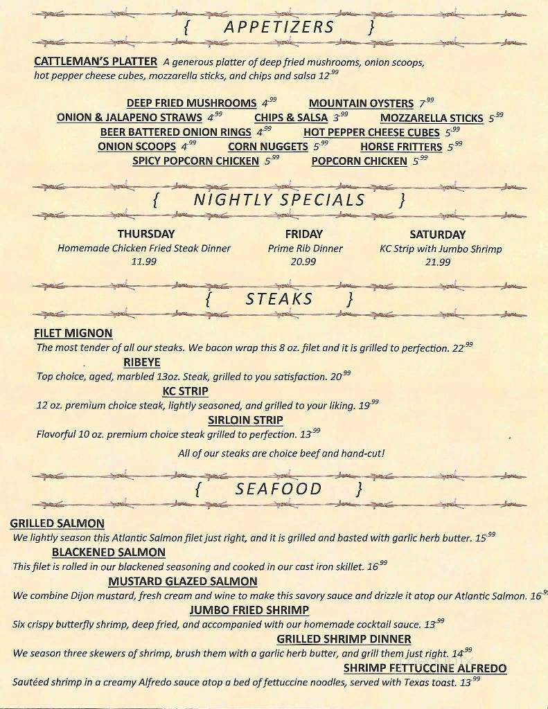 Stockyard Restaurant - Fredonia, KS menu_pic