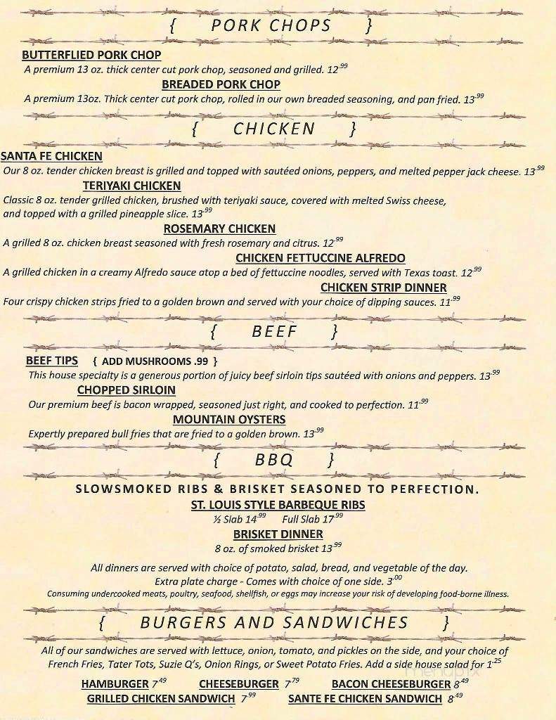 Stockyard Restaurant - Fredonia, KS menu_pic