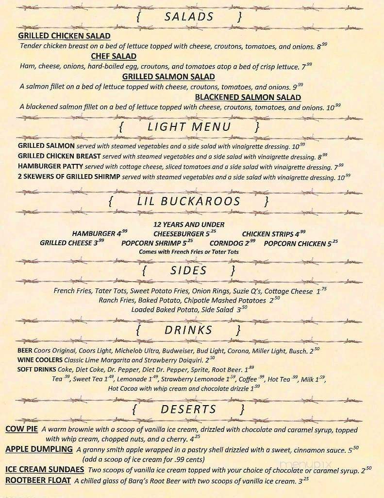Stockyard Restaurant - Fredonia, KS menu_pic