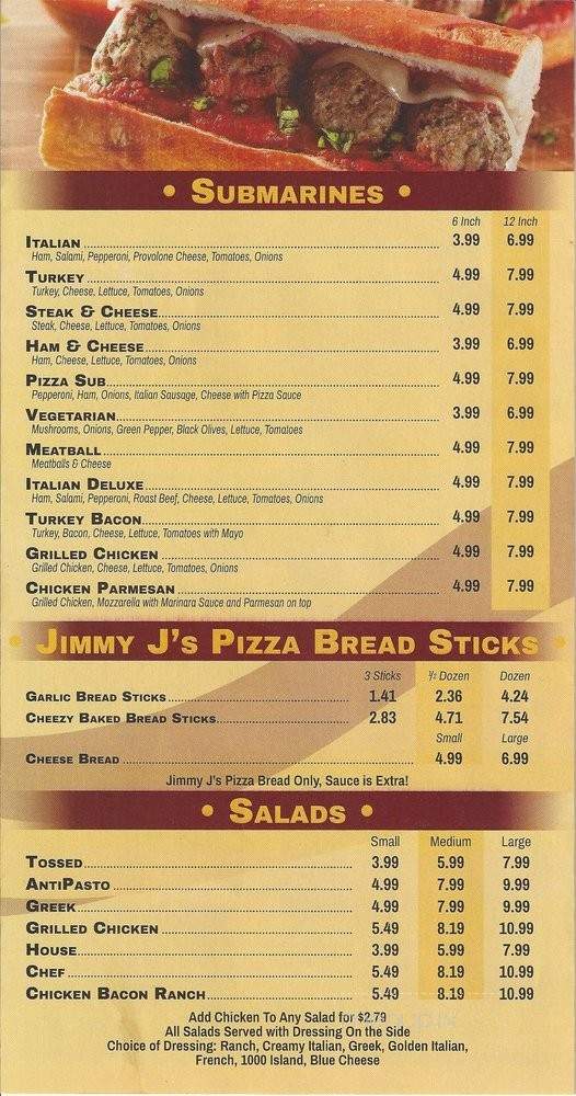 Jimmy J's Pizza - Madison Heights, MI menu_pic