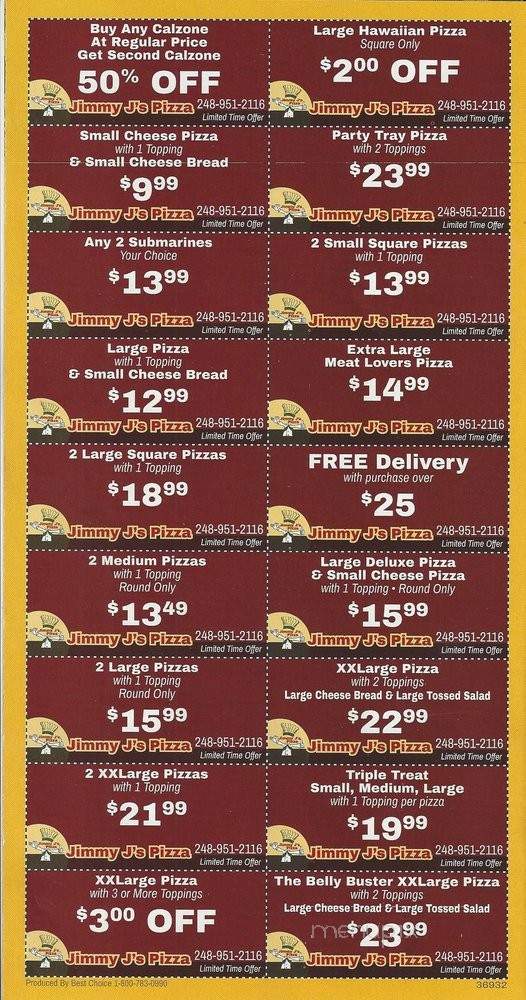 Jimmy J's Pizza - Madison Heights, MI menu_pic