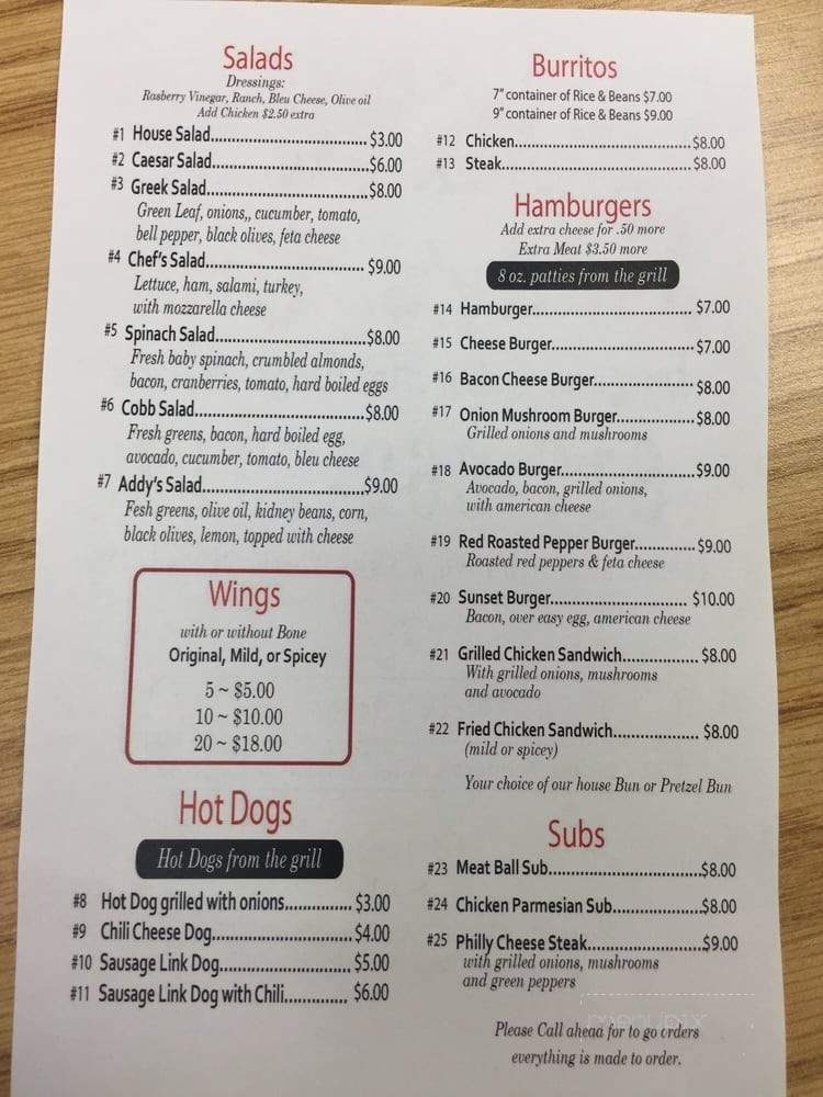Addy's Grill - Lake Worth, TX menu_pic
