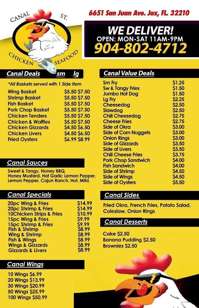 Canal St. chicken & seafood - Jacksonville, FL menu_pic