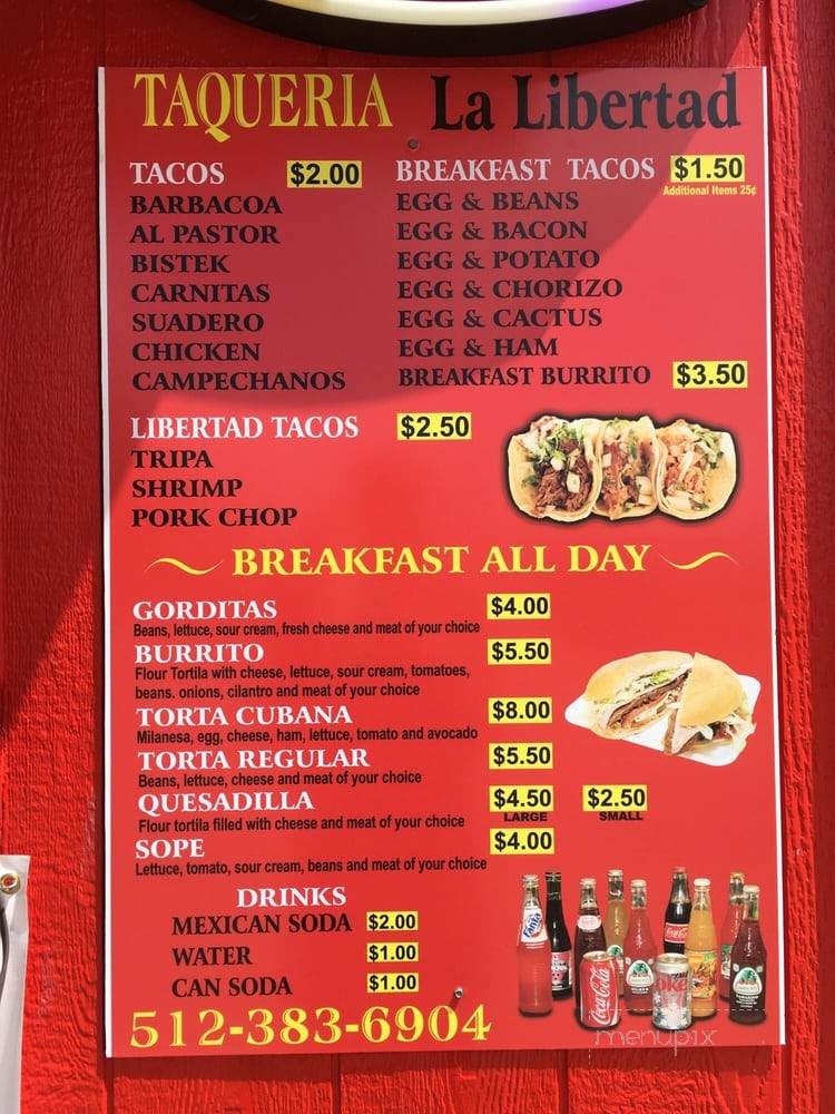 Taqueria La Libertad - Austin, TX menu_pic