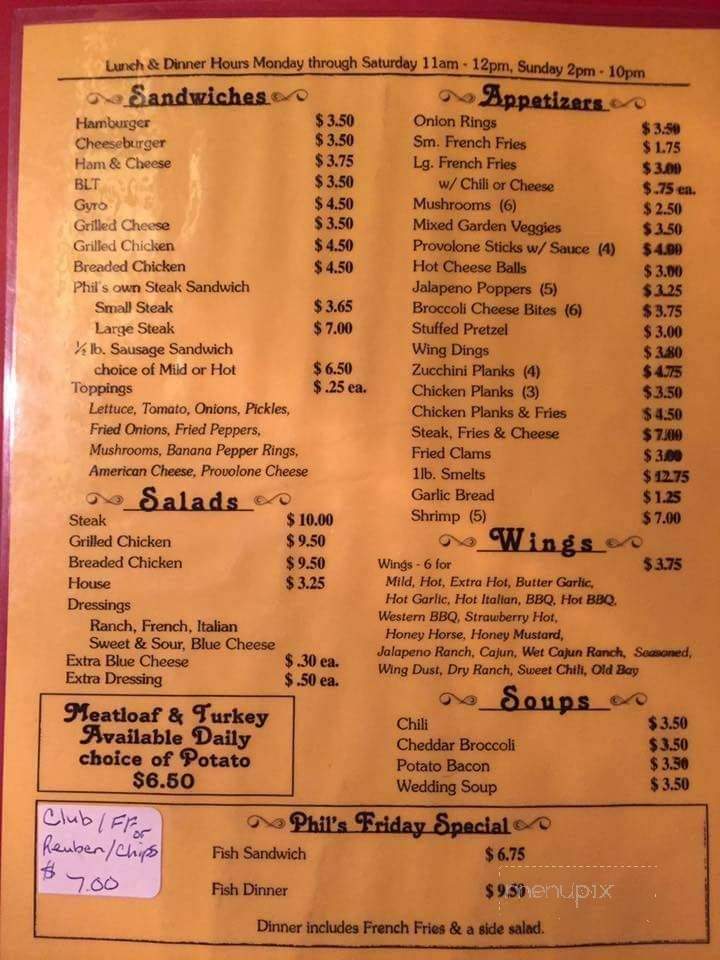 Phil's Bar and Grill - Koppel, PA menu_pic
