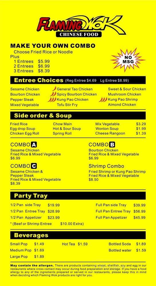 Flaming Wok - Southfield, MI menu_pic