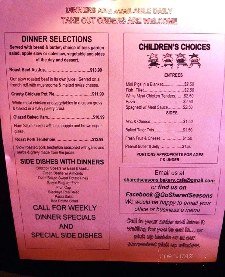 Lutz's Shared Seasons Bakery & Cafe - Greencastle, PA menu_pic