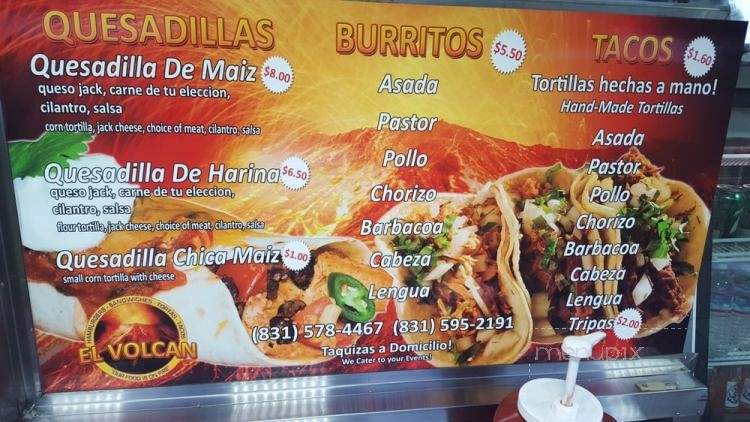 El Volcan - Monterey, CA menu_pic