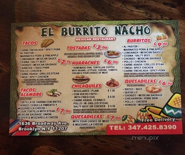 El Burrito Nacho - Brooklyn, NY menu_pic