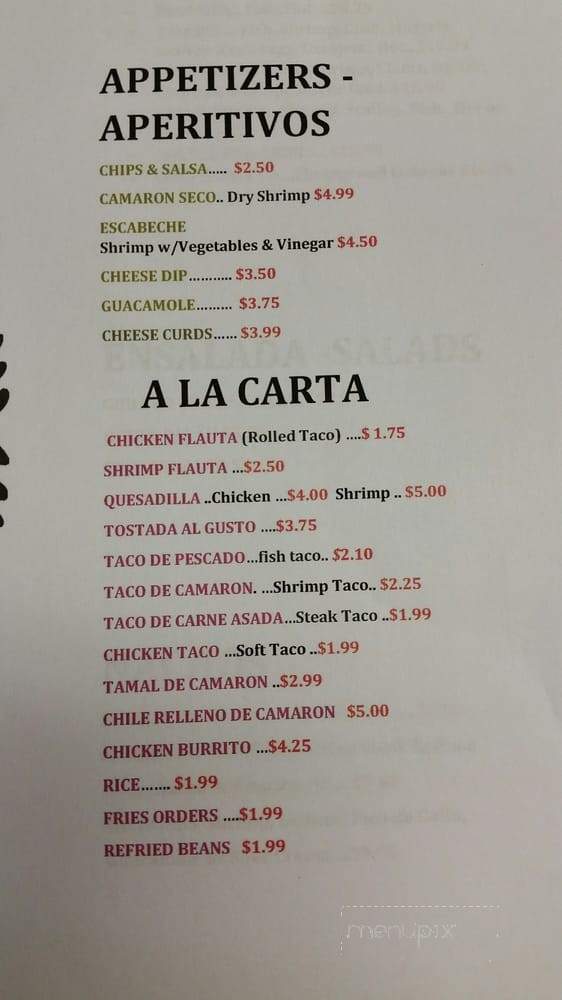 El Rey Nayar Restaurant & Seafood - Pelham, AL menu_pic
