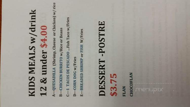 El Rey Nayar Restaurant & Seafood - Pelham, AL menu_pic