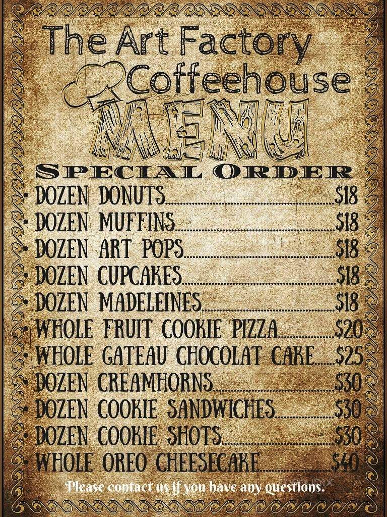 The Art Factory - Beattyville, KY menu_pic